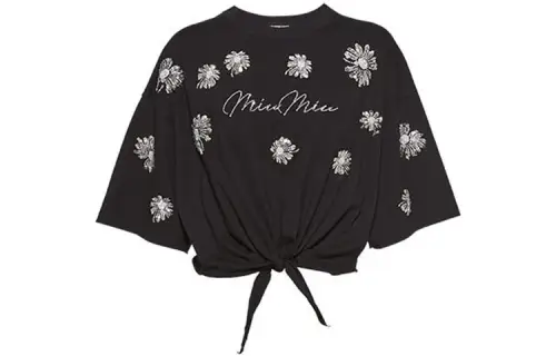 MIU MIU T Shirts Women's Black Crew Neck Moderate