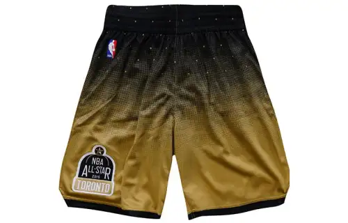 Mitchell & Ness casual retro contrast color mid-waist fit breathable straight basketball pants AU player version 16-17 season All-Star Game same style for men and women black gold