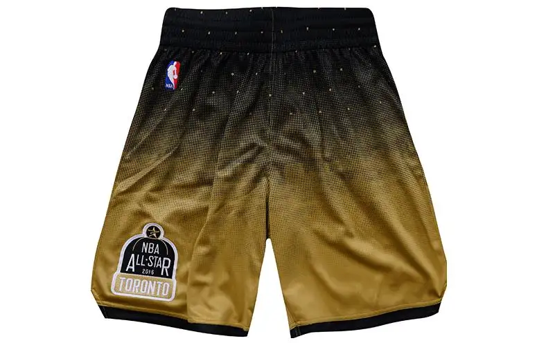 Mitchell & Ness casual retro contrast color mid-waist fit breathable straight basketball pants AU player version 16-17 season All-Star Game same style for men and women black gold