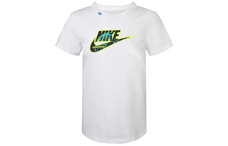Nike T-Shirts Women's White Crew Neck Moderate Straight Fit