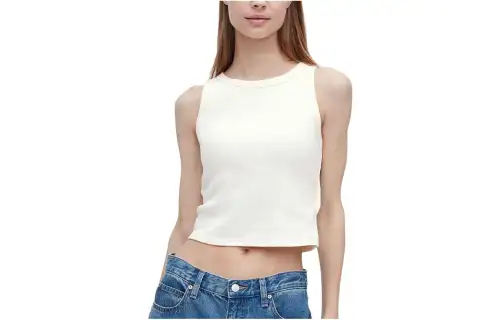 UNIQLO Tank Tops Women's Ivory Crew Neck Moderate Other