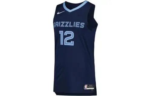 Nike NBA Colorblocked Brand Logo Printed V-Neck AU Player Version Grizzlies Morant No. 12 Basketball Vest Men's Blue