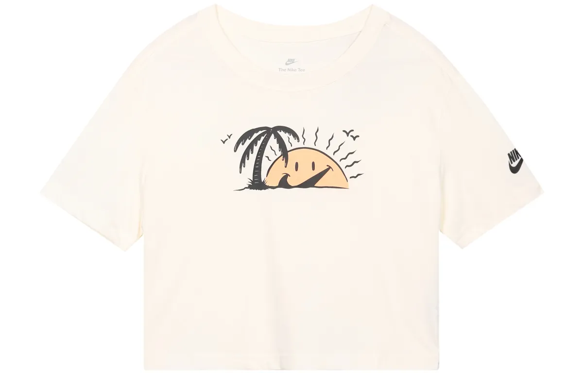 Nike Crop Tops Women's White Crew Neck Moderate
