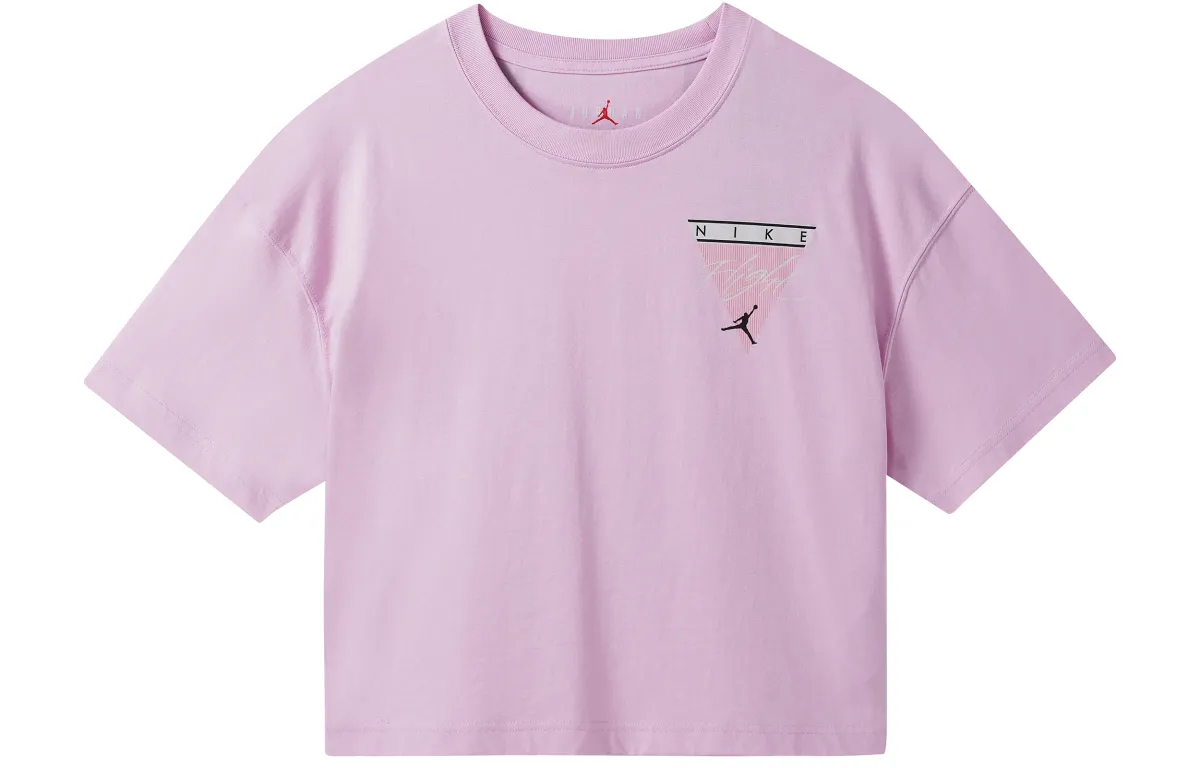 Jordan Crop Tops Women's Pink Crew Neck Moderate