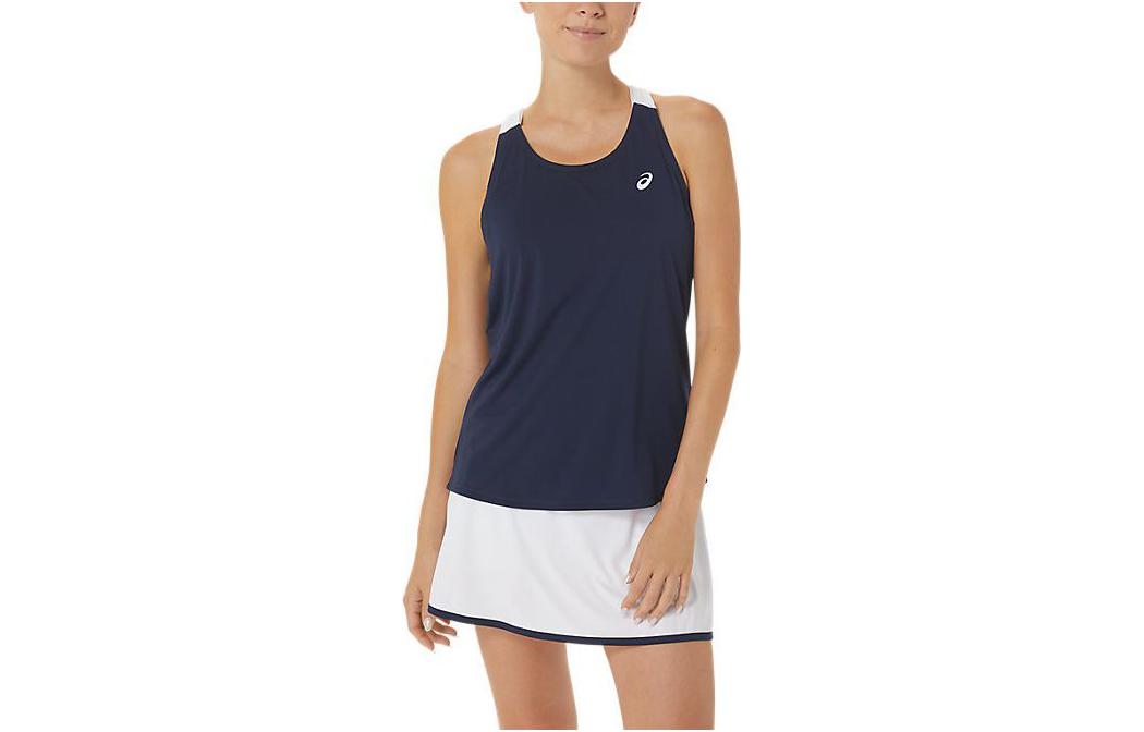 ASICS COURT TANK Tops Women's Blue Crew Neck Moderate Straight Fit