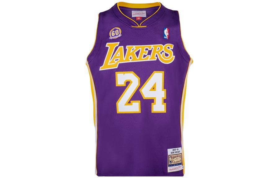 Mitchell & Ness Lakers AU Player Edition 07-08 Season Kobe No. 24 Retro Print Pattern Color Blocking Sports Basketball Vest Men's Purple Gold