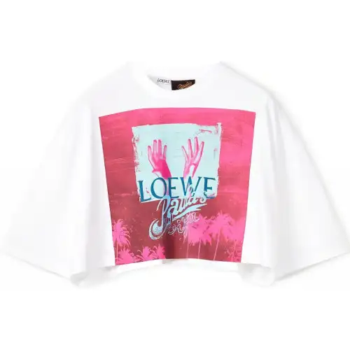 LOEWE Crop Tops Women's White Crew Neck Moderate