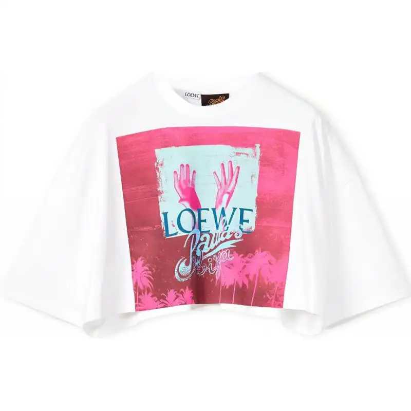 LOEWE Crop Tops Women's White Crew Neck Moderate
