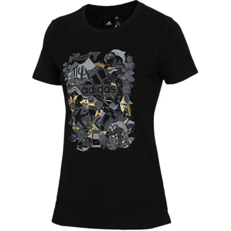 Adidas T-Shirts Women's Black Crew Neck Moderate