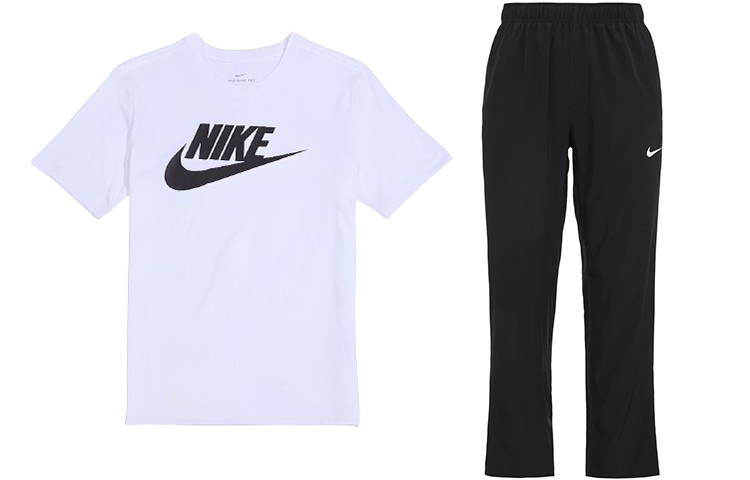 Nike Casual Sportswear Men’s White+Black Crew Neck Moderate