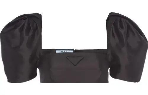 PRADA Crop Tops Women's Black Boat Neck Moderate