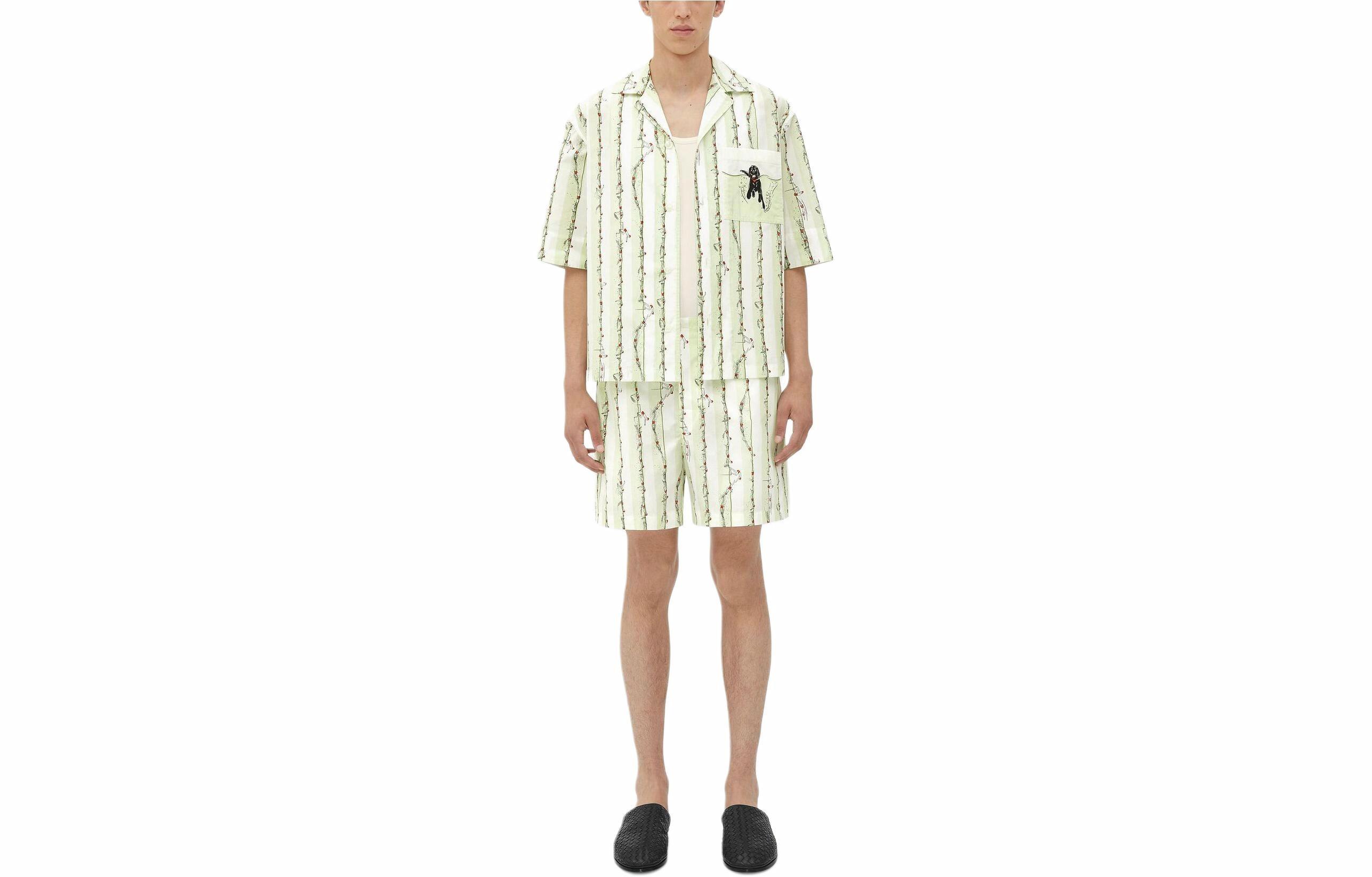 Мужские шорты Bottega Veneta Printed Cotton Shorts (светло-зеленые)