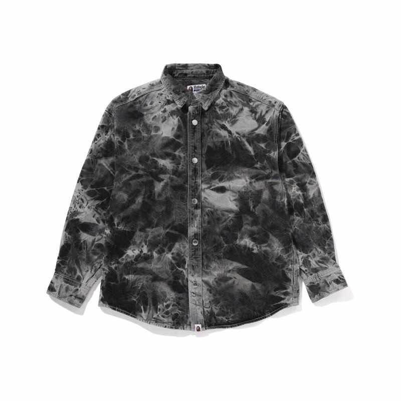 Мужская рубашка A Bathing Ape SS25 Label Logo Faded Shirt (серая)