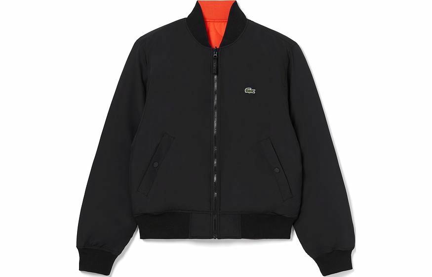 Мужская куртка LACOSTE двусторонняя (черно-оранжевая)