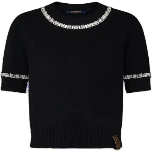 LOUIS VUITTON Beaded Trim Knit Top
