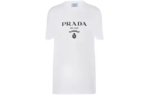 PRADA T Shirts Women's White Crew Neck Moderate Straight Fit