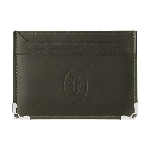 CARTIER Must De Cartier Calfskin Card Holder Card Holder Women's Khaki