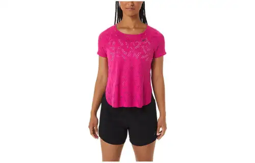 ASICS ACTIBREEZE SS T Shirts Women's Pink Crew Neck Moderate Straight Fit