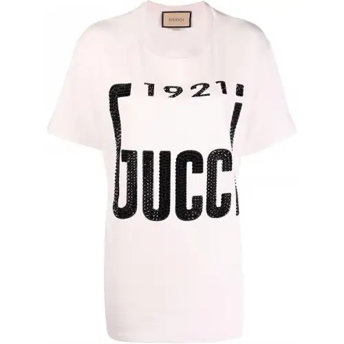 GUCCI Drop Shoulder Sleeve T Shirt Women's Light Pink