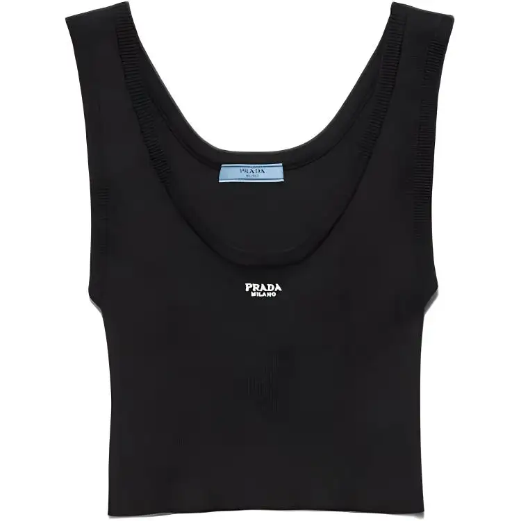 PRADA Tank Tops Women's Black Crew Neck Moderate Other