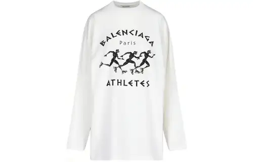 Balenciaga Athletes Logo Oversize Tee 'White/Black'