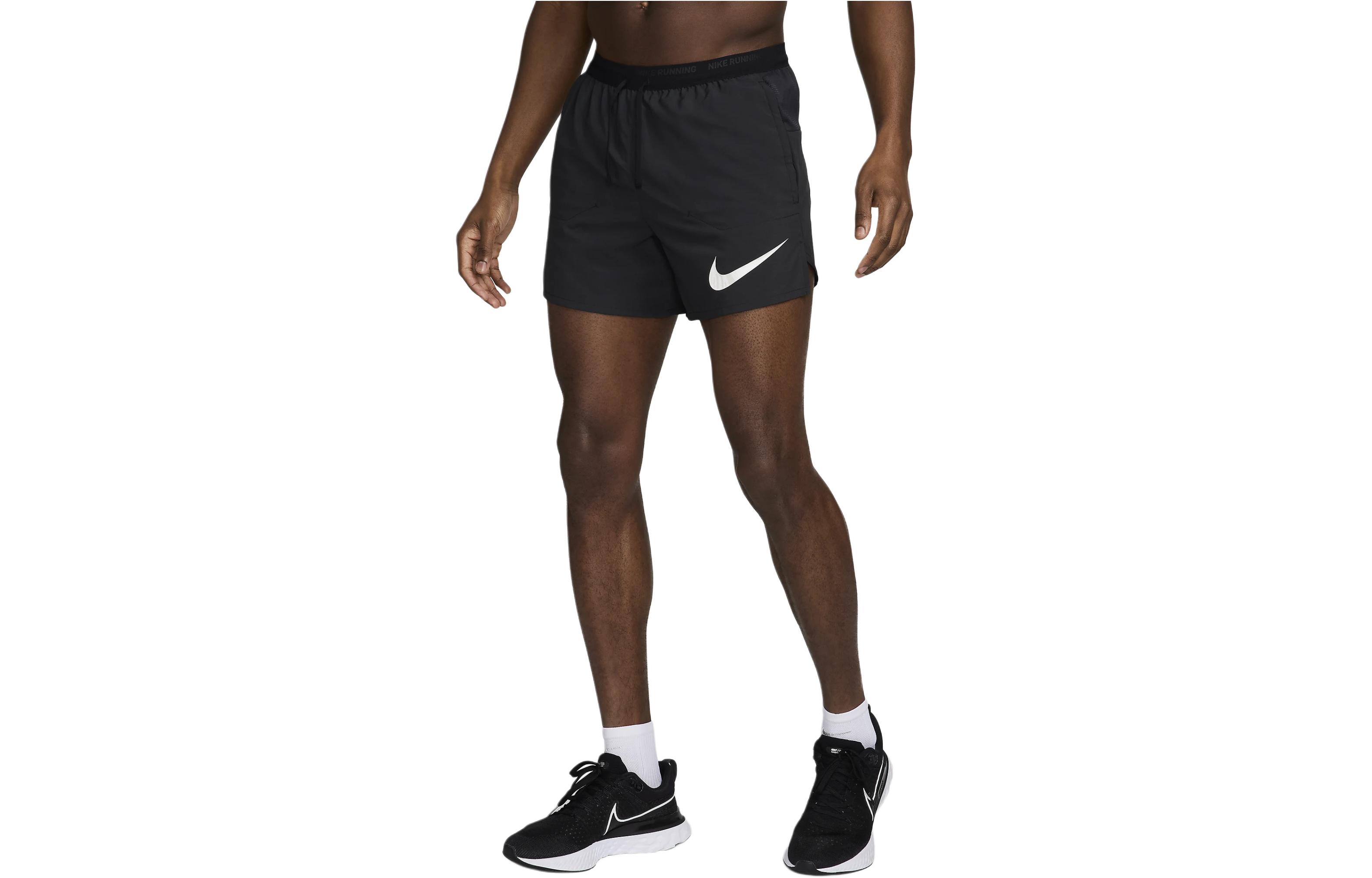 Nike Flex Stride Run Energy Letter Print Comfortable Breathable Short Lined Running Casual Shorts Men's Black