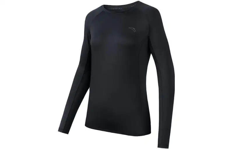 ANTA Running Collection Running T Shirts Women's Black Crew Neck Thin Straight Fit