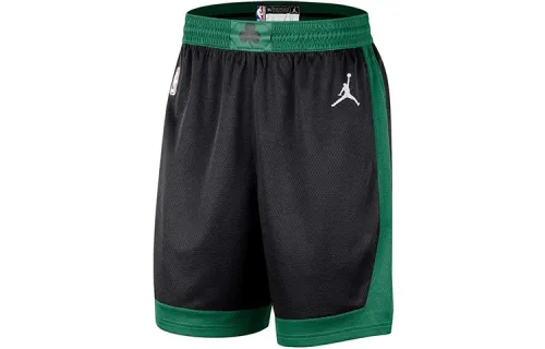 Jordan Boston Celtics Statement Edition Colorblock Logo Logo Elastic Waist Loose Straight Boston Celtics Basketball Pants Men's Black