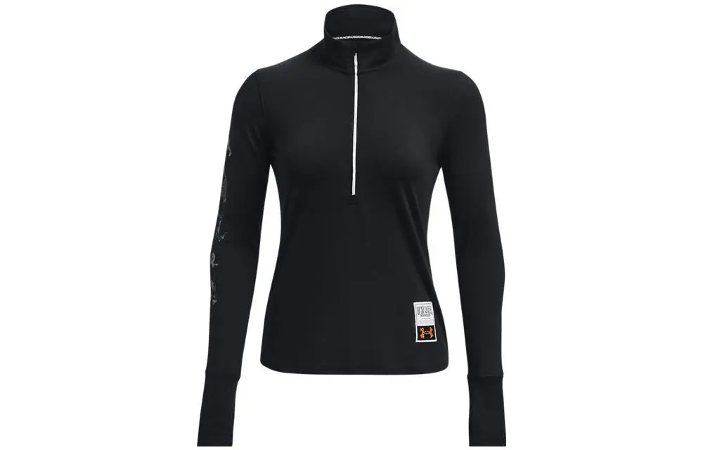 Under Armour RUN LAA T-Shirts Women's Black Stand Collar Moderate Straight Fit