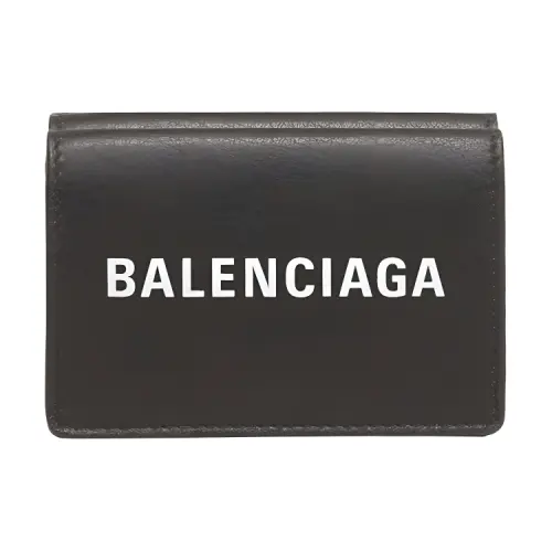 Balenciaga Cow Leather Coin Purse Card Holder, Wallet Mini Unisex Black