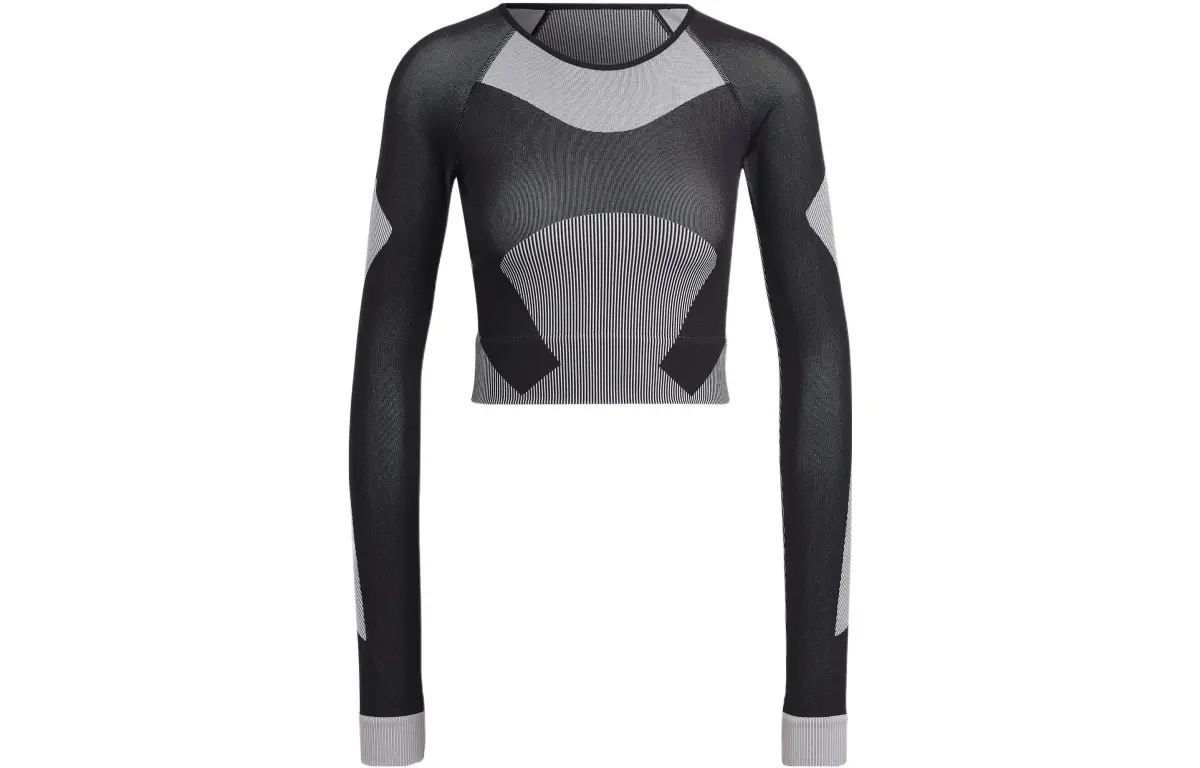 Adidas X Stella McCartney Crop Tops Women's Gray Crew Neck Moderate