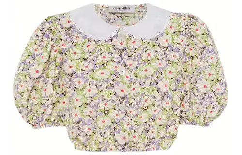MIU MIU Crop Tops Women's Multicolor Lapel Moderate