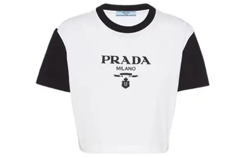 PRADA T Shirts Women's White Crew Neck Moderate Straight Fit