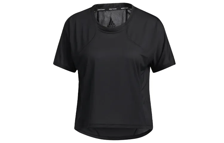 Adidas T-Shirts Women's Black Crew Neck Moderate Nipped-in Waist