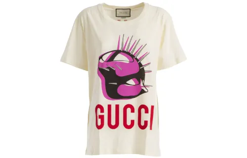 GUCCI T Shirts Women's Cream Crew Neck Moderate