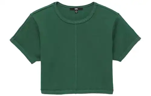 Vans T Shirts Women's Green Crew Neck Moderate Straight Fit