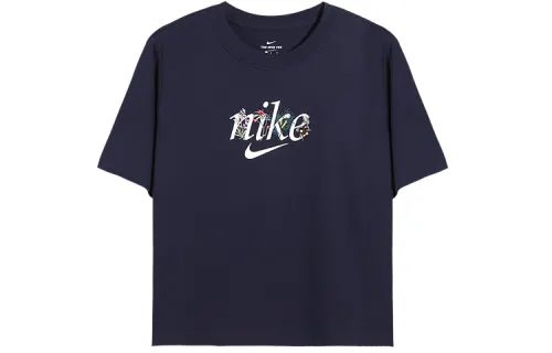 Nike Drop Shoulder Sleeve T Shirt Women's Navy Blue