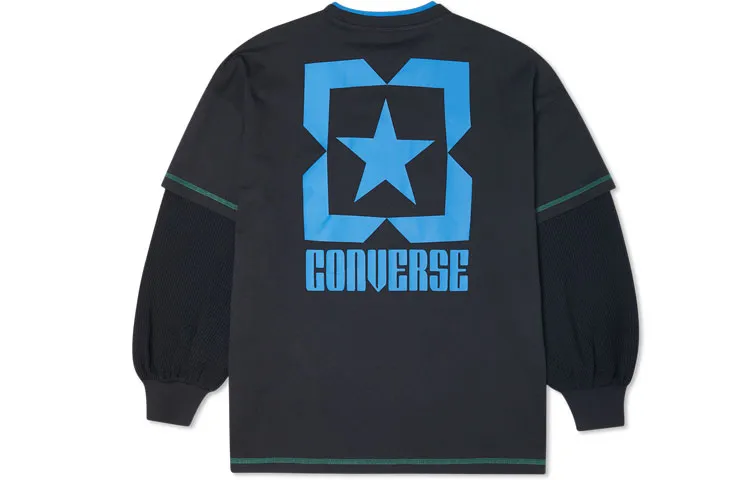 Converse Drop Shoulder Sleeve T Shirt Women's Black