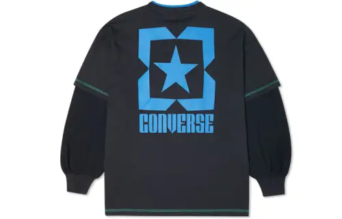 Converse Drop Shoulder Sleeve T Shirt Women's Black