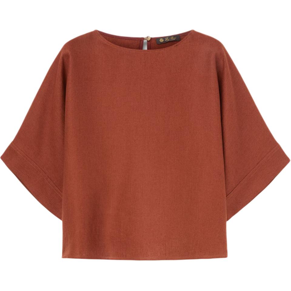 Loro Piana SS24 Solid Color Crew Neck Casual Short Sleeved Shirt T Shirt Women's Black Sugar Brown Red