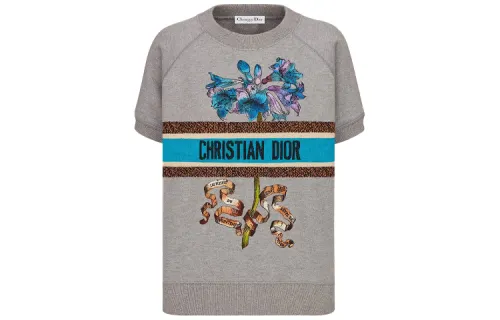 DIOR Quarterly New Products Raglan Sleeve T Shirt Women's Gray