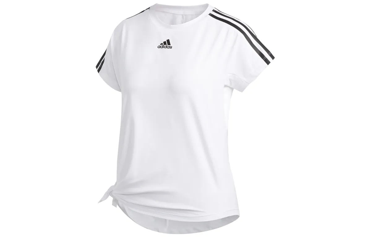 Adidas T-Shirts Women's White Crew Neck Moderate Straight Fit