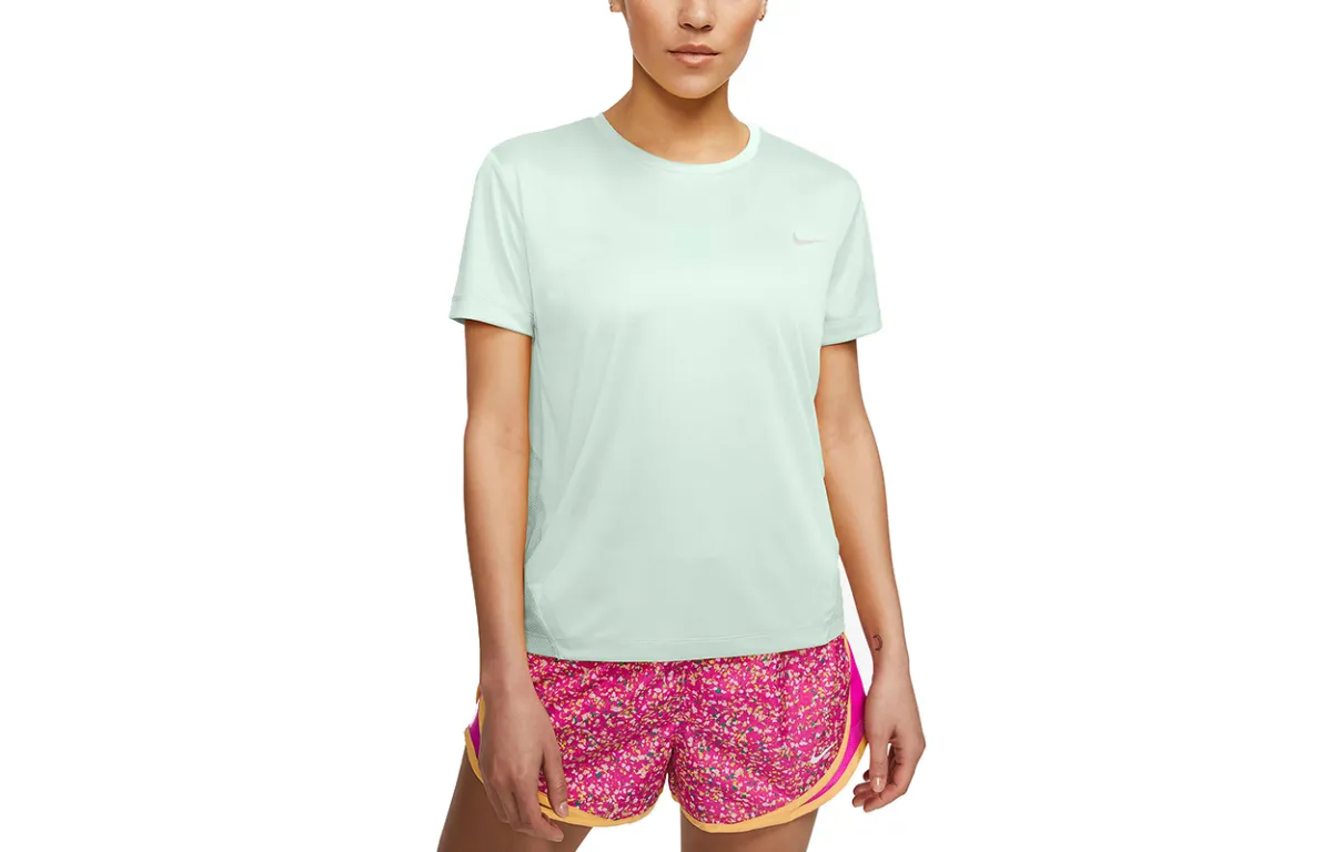 Nike T-Shirts Women's Teal Crew Neck Moderate Straight Fit