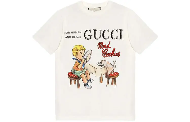 GUCCI T Shirts Women's Ecru Crew Neck Moderate Straight Fit