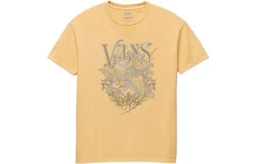 Vans T Shirts Women's Yellow Crew Neck Moderate Straight Fit