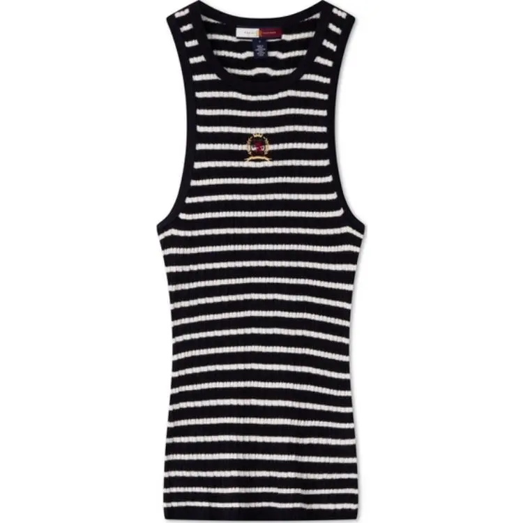 Tommy Hilfiger Tank Top Women's Navy Blue White Stripes