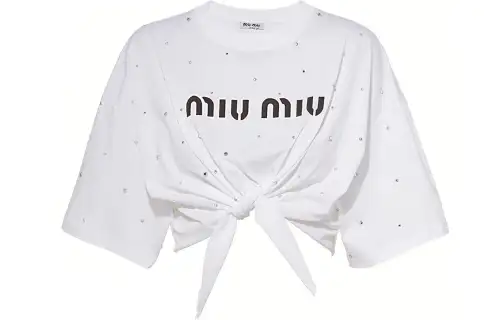 MIU MIU Drop Shoulder Sleeve T Shirt Women's White