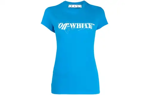 OFF WHITE Dinosaur Series T Shirts Women's Blue Crew Neck Moderate Other