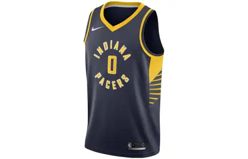 Nike Indiana Pacers SW version No. 0 Haliburton letter number printed basketball vest, same style for men and women, black