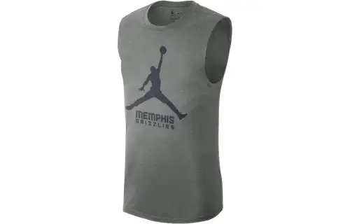 Jordan NBA Essential Memphis Grizzlies Logo Print Quick-Drying Sleeveless Basketball Jersey Men's Rolling Gray